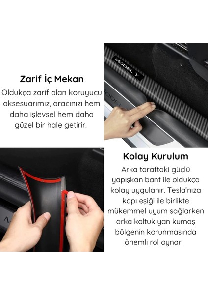 Model Y Ön Kapı Karbon Eşiklik ve Arka Yan Tekmelik Seti