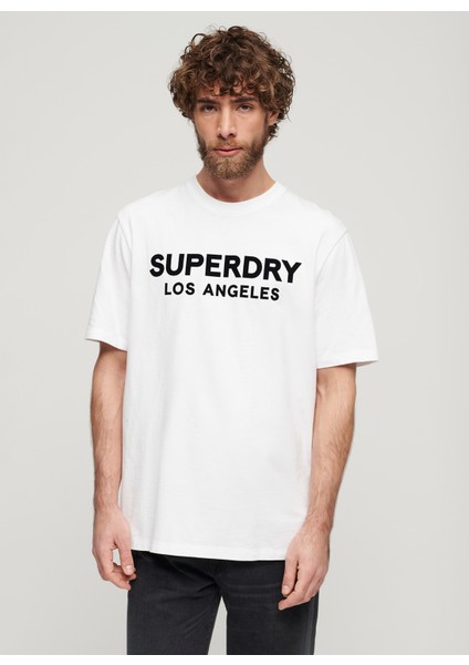 Bisiklet Yaka Baskılı Beyaz Erkek T-Shirt M6010805AT7X_LUXURY Sport Loose Tee fiyatları