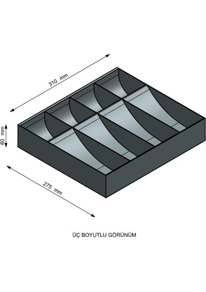 Komple Metal Kırılmaz Çekmece Ici Para Düzenleyici 4 Banknot 4 Bozuk Kırılmaz Para Bölmeli 31 x 27.5 x 6 cm