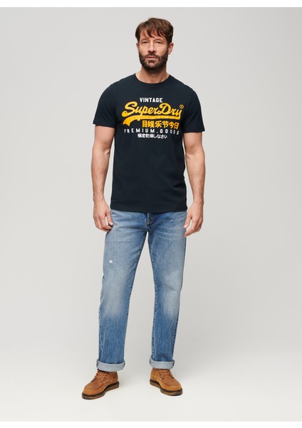 Bisiklet Yaka Baskılı Lacivert Erkek T-Shirt M1011977A98T_VL Duo Tee fiyatları