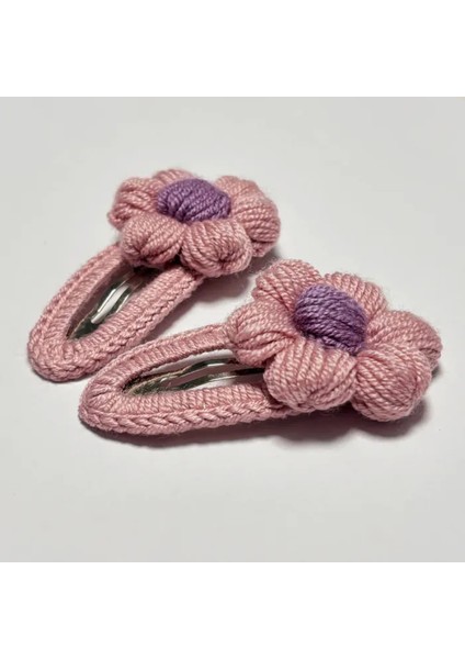 El Örgüsü Çiçekli Çıtçıtlı Toka - Pembe