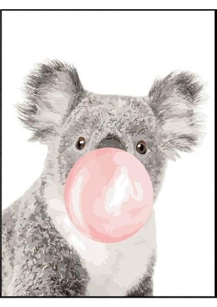 Sakız Çiğneyen Koala Sayılarla Boyama Seti 80X100 cm (Tuvale Gerili)