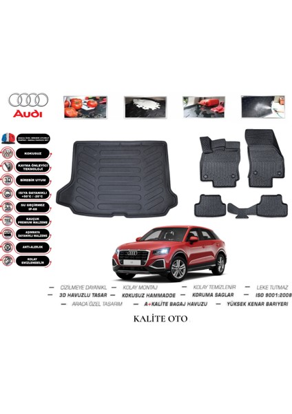 Kalite Oto Audi Q2 2017 Model 3D Bagaj Havuzu+4d Havuzlu Paspas Setii