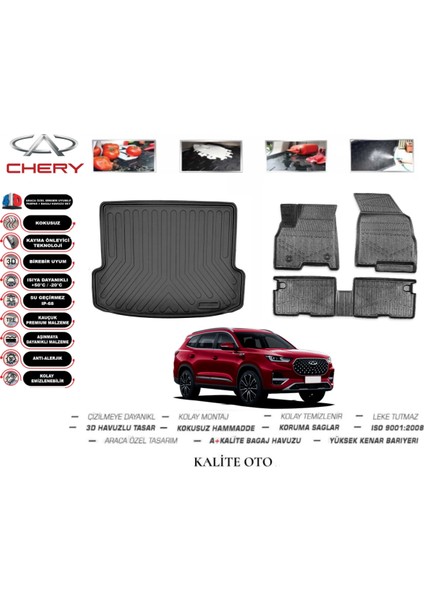 Kalite Oto Chery Tiggo 8 Pro 2023 Model 3D Bagaj Havuzu+4d Havuzlu Paspas Setii