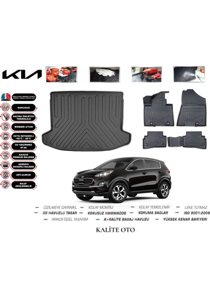 Kalite Oto Kia Sportage 2021 Model 3D Bagaj Havuzu+4d Havuzlu Paspas Setii