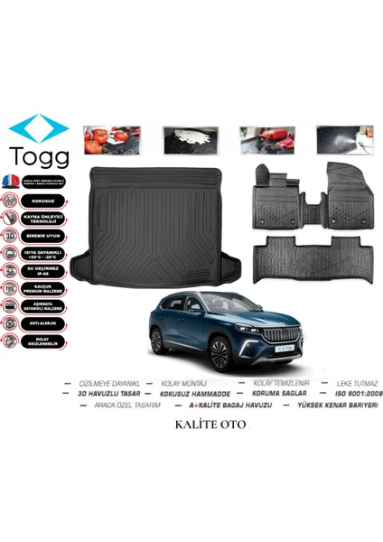 Kalite Oto Togg T10X 2024 Model 3D Bagaj Havuzu+4d Havuzlu Paspas Setii