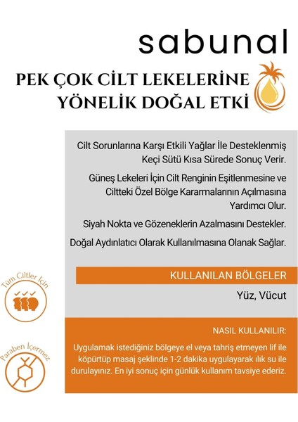 Keçi Sütü Sabunu Güneş Lekeli, Siyah Noktalı Ciltlere Özel, Yoğun Nemlendiricili Doğal Peeling