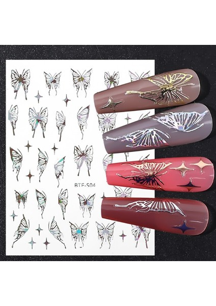 1 Adet Altın Gümüş Kelebek Tırnak Çıkartmalar Dıy Bronzlaştırıcı Lazer Yıldız Kalp Ay Güneş Yapışkanlı Çıkartmalar Tırnak Sanat Aksesuarları Dekorasyon (Yurt Dışından) modelleri