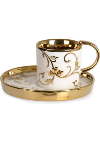 Ipek Porselen Gold Detaylı Beyaz 6'lı Kahve Fincan Takımı 100CC fiyatları
