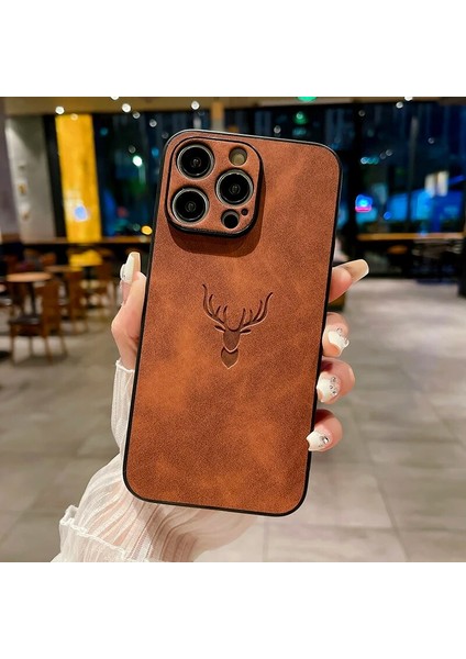 iPhone Xs Retro Geyik Deseni Pu Cep Telefonu Kılıfı (Yurt Dışından)