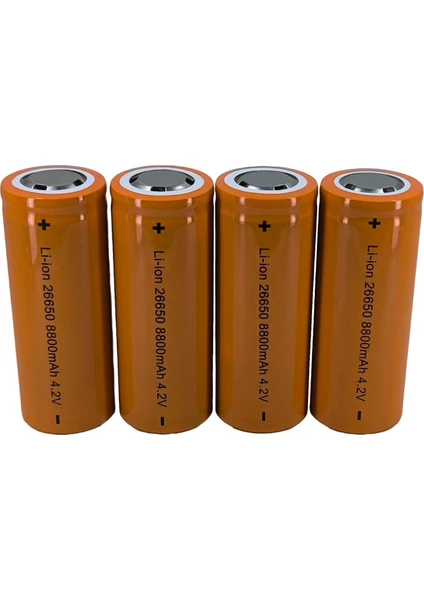 26650 Şarjlı Pil 8800 mah 4.2V Li-Ion Pil 4'lü