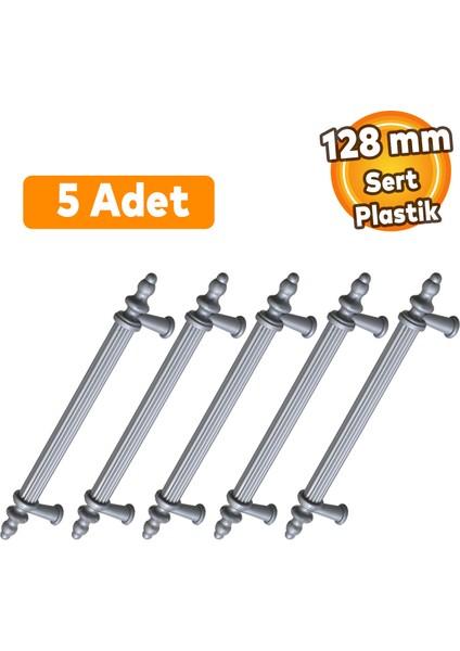 Polavit Mobilya Çekmece Mutfak Dolap Dolabı Kulpu Kulbu 128 mm Gri Sert Plastik Kulpları (5 ADET)