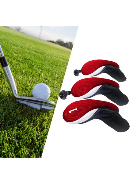 3'lü Golf Kılıfı No. 3 4 5 6 7 x Oversize Golf Kırmızı (Yurt Dışından)