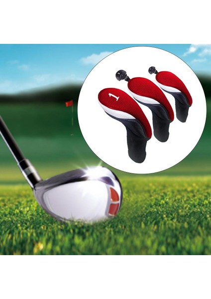 3'lü Golf Kılıfı No. 3 4 5 6 7 x Oversize Golf Kırmızı (Yurt Dışından)