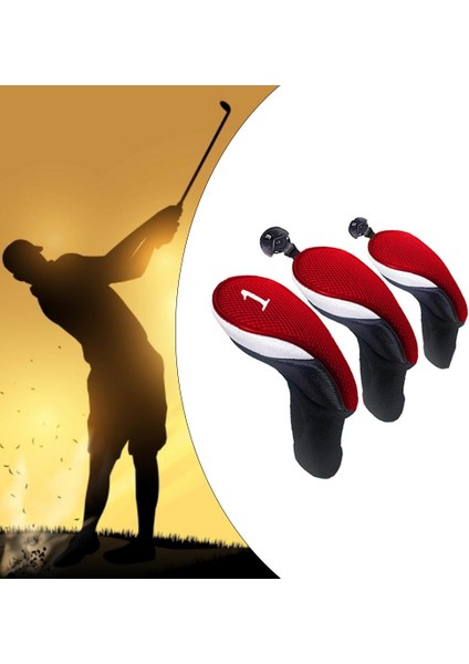 3'lü Golf Kılıfı No. 3 4 5 6 7 x Oversize Golf Kırmızı (Yurt Dışından)