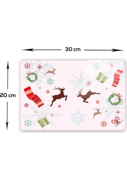 Yılbaşı Temalı | Cam Kesme Tahtası - Cam Kesme Tablası | 20cm x 30cm