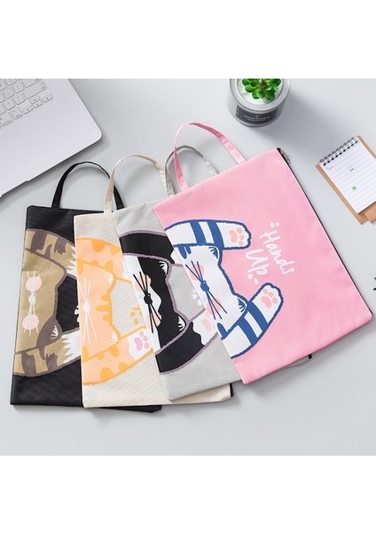 Sevimli Küçük Taze Karikatür Kedi A4 Dosya Çantası Okul Ofis Malzemeleri Kanvas Saklama Çantası Gri (Yurt Dışından) modelleri