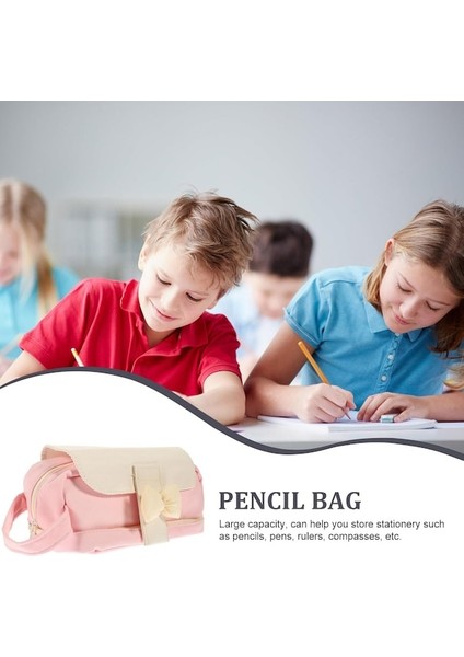 Heamor Büyük Kapasiteli Kalem Kutusu Çantası Sevimli Ilmek Büyük Kapasiteli Fermuarlı Kalem Kutuları Kalem Taşınabilir Ofis Kırtasiye Estetik Makyaj Çantası Masa Düzenleyici Pembe (Yurt Dışından) modelleri