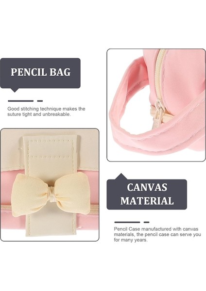Heamor Büyük Kapasiteli Kalem Kutusu Çantası Sevimli Ilmek Büyük Kapasiteli Fermuarlı Kalem Kutuları Kalem Taşınabilir Ofis Kırtasiye Estetik Makyaj Çantası Masa Düzenleyici Pembe (Yurt Dışından) fırsatları