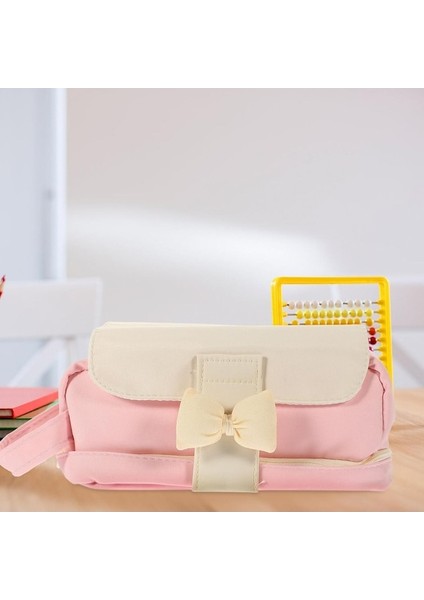 Heamor Büyük Kapasiteli Kalem Kutusu Çantası Sevimli Ilmek Büyük Kapasiteli Fermuarlı Kalem Kutuları Kalem Taşınabilir Ofis Kırtasiye Estetik Makyaj Çantası Masa Düzenleyici Pembe (Yurt Dışından) indirimleri