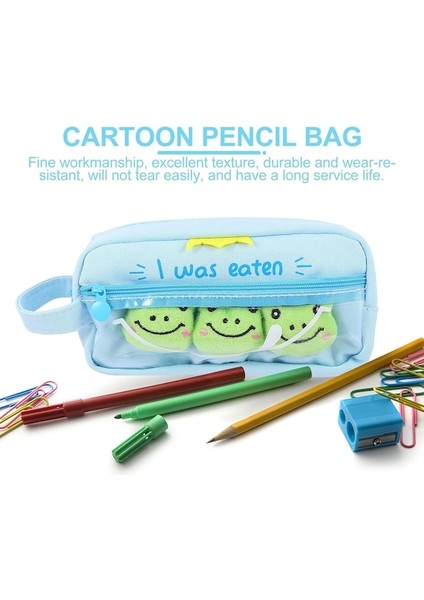 Heamor 1 Adet Karikatür Kurbağa Kalem Kutusu Tuval Kalemlik Kız Kalp Öğrencileri - Mavi (Yurt Dışından) fiyatları