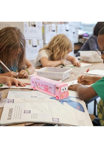 Heamor Otobüs Şekli Kalem Kutusu Karikatür Kalem Kutusu Büyük Kapasiteli Kırtasiye Organizatör Metal Kalem Kutusu Kız Erkek Için Iyilik Hediyeler Pembe (Yurt Dışından) fiyatları