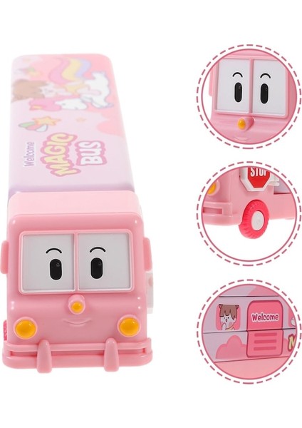 Heamor Otobüs Şekli Kalem Kutusu Karikatür Kalem Kutusu Büyük Kapasiteli Kırtasiye Organizatör Metal Kalem Kutusu Kız Erkek Için Iyilik Hediyeler Pembe (Yurt Dışından) modelleri