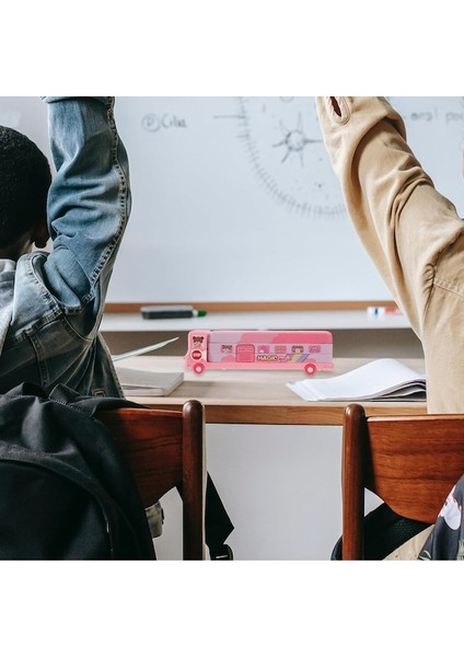 Heamor Otobüs Şekli Kalem Kutusu Karikatür Kalem Kutusu Büyük Kapasiteli Kırtasiye Organizatör Metal Kalem Kutusu Kız Erkek Için Iyilik Hediyeler Pembe (Yurt Dışından) indirimleri