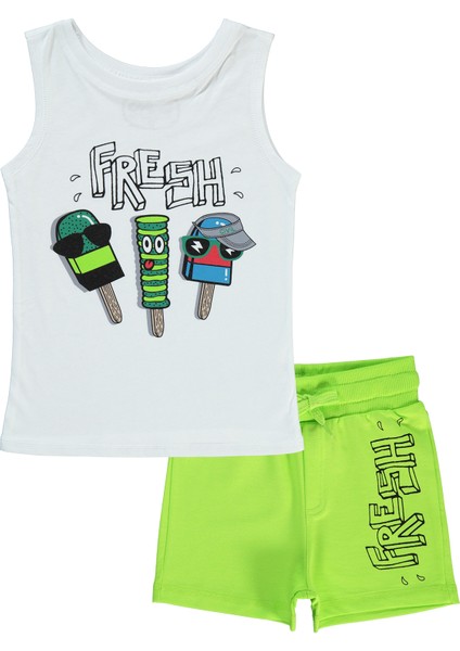Erkek Çocuk Şortlu Takım 2-5 Yaş Beyaz