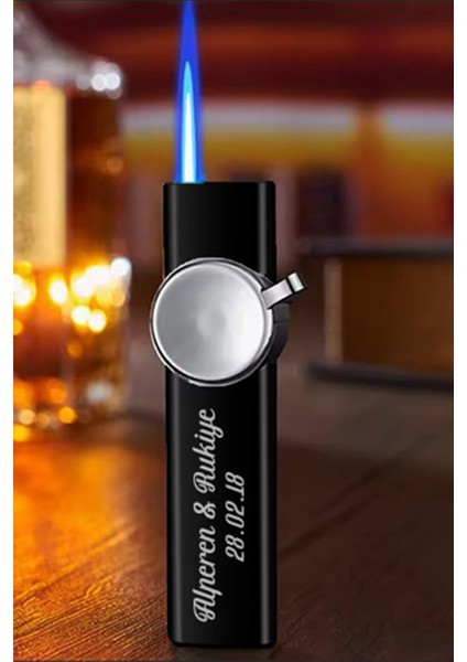 Kişiye Özel Isimli ve Tarihli Tasarım Metal Zarif Çakmak