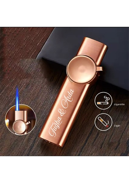 Kişiye Özel Isimli Tasarım Metal Zarif Gold Çakmak