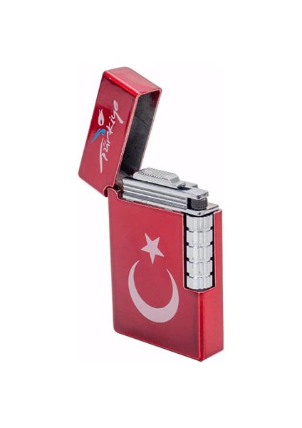 Dupont Türkiye Bayrak Tasarımlı Metal Gazlı Kişiye Özel Isimli Çakmak Siyah