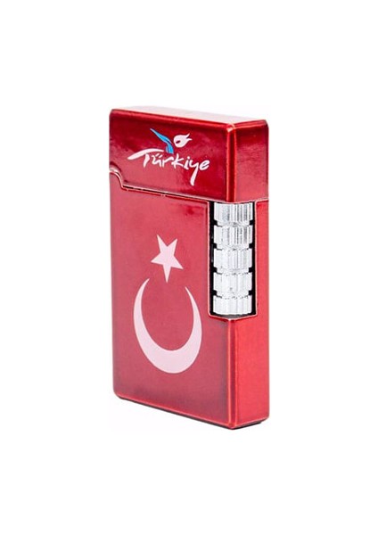 Dupont Türkiye Bayrak Tasarımlı Metal Gazlı Kişiye Özel Isimli Çakmak Siyah