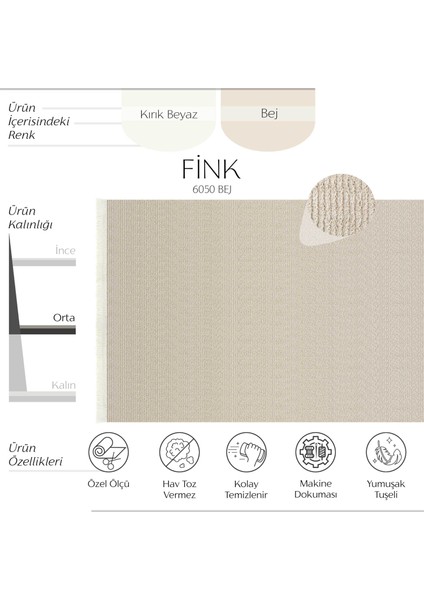 Fink 6050 Bej Halı Bukle Salon Halısı Oturma Odası Halısı Kesme Halı Yolluk Dokuma Koridor Halısı