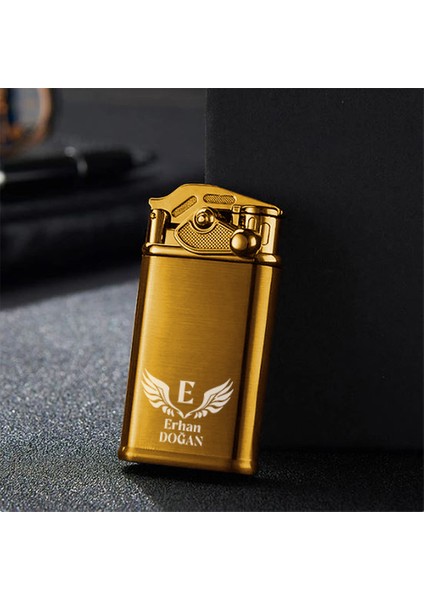 Kişiye Özel Isimli Tasarım Benzinli Lüks Metal Gold Çakmak