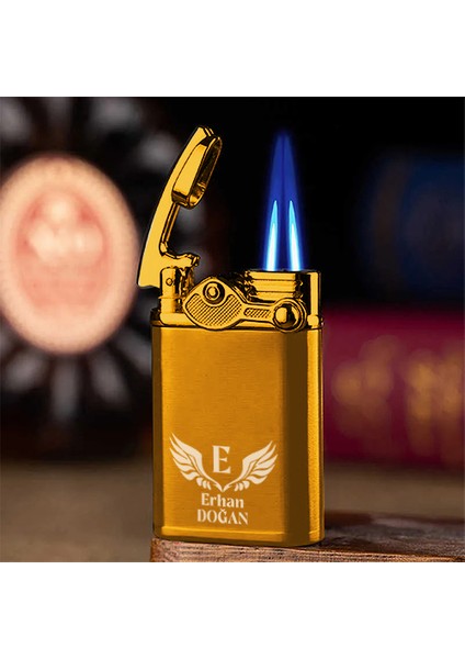 Kişiye Özel Isimli Tasarım Benzinli Lüks Metal Gold Çakmak modelleri