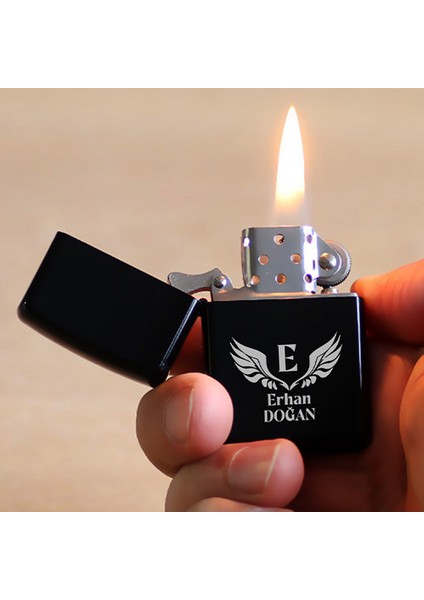 Kişiye Özel Isimli Benzinli Zippo Çakmak Siyah