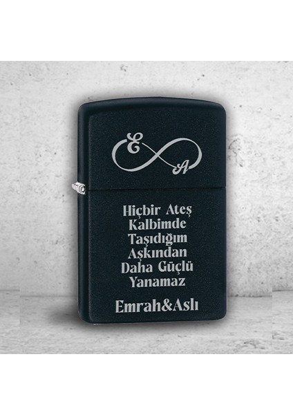 Kişiye Özel Isimli ve Yazılı Benzinli Zippo Çakmak Temalı Siyah fiyatları