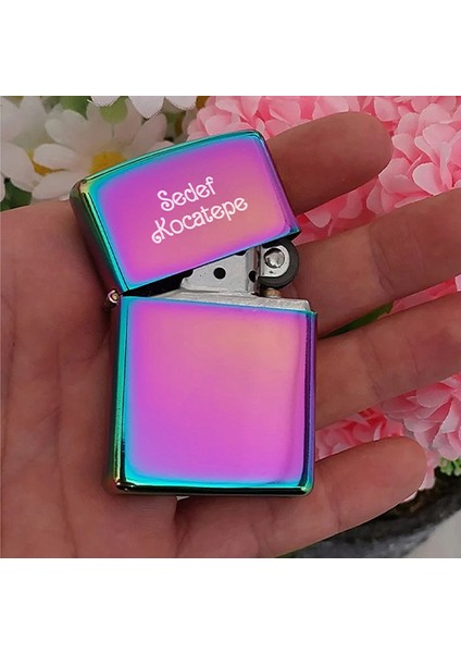 Kişiye Özel Isimli Benzinli Zippo Çakmak Pembe