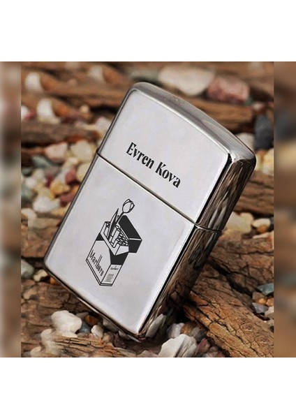 Kişiye Özel Isimli Benzinli Zippo Çakmak Gri