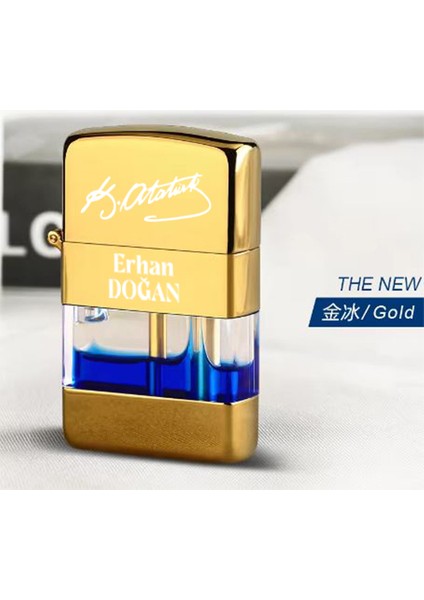 Kişiye Özel Isimli Şeffaf Gövde Metal Gazlı Gold Çakmak Atatürk Temalı fiyatları