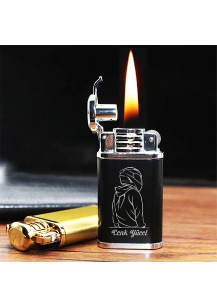 Kişiye Özel Isimli Siyah Tasarım Metal Çakmak Motor Temalı fiyatları