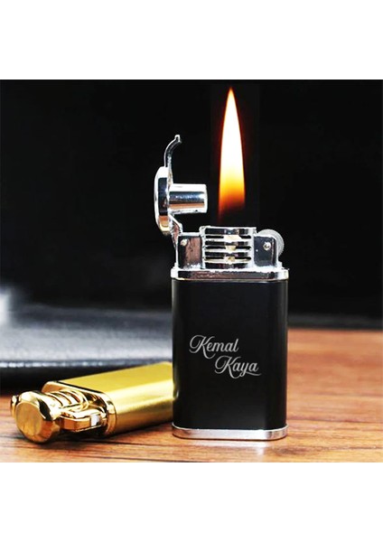 Kişiye Özel Isimli Siyah Tasarım Metal Çakmak modelleri