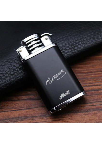 Kişiye Özel Isimli Siyah Tasarım Metal Çakmak Atatürk Temalı fiyatları