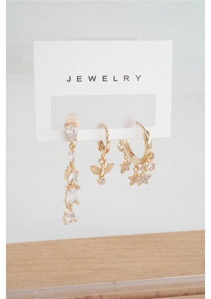 Kadın Vip Seri Anti Alerjenik 3'lü Küpe YSX001