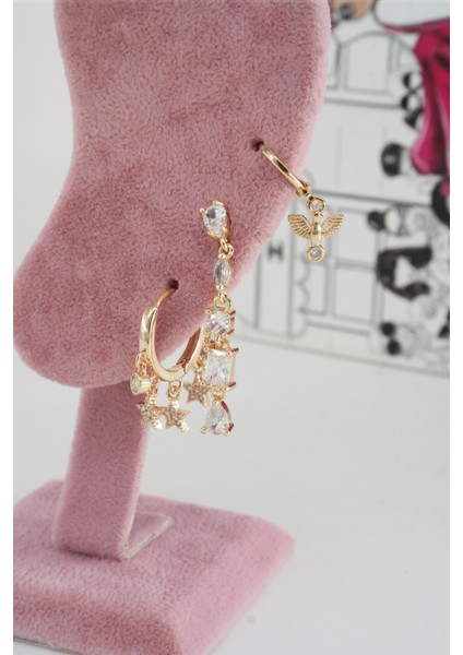 Kadın Vip Seri Anti Alerjenik 3'lü Küpe YSX001 fiyatları