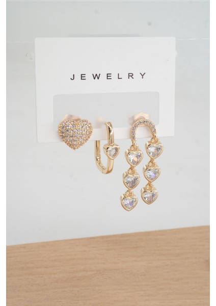 Kadın Vip Seri Anti Alerjenik 3'lü Küpe YSX005