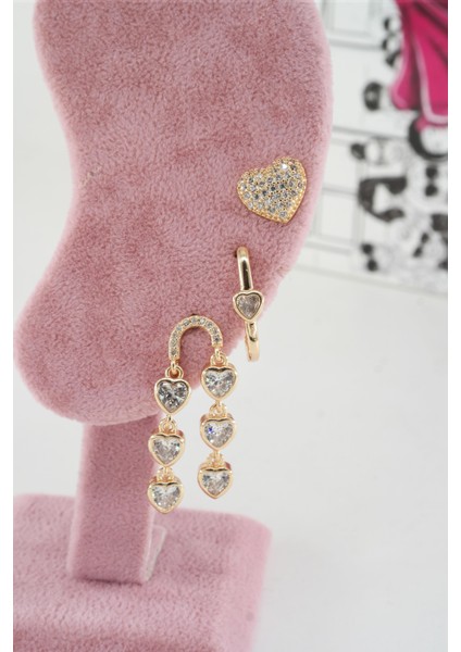 Kadın Vip Seri Anti Alerjenik 3'lü Küpe YSX005 fiyatları