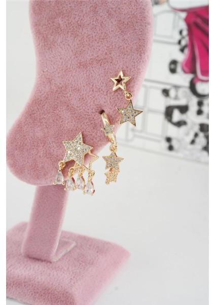 Kadın Vip Seri Anti Alerjenik 3'lü Küpe YSX0010 fiyatları