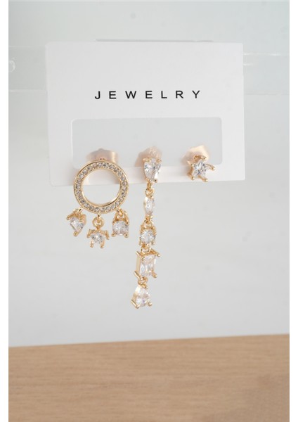 Kadın Vip Seri Anti Alerjenik 3'lü Küpe YSX0014